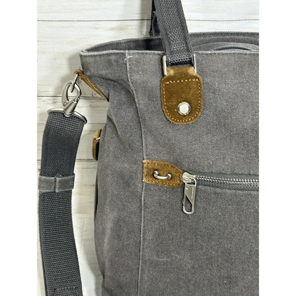 NEAR NU! Travelon Heritage Gray Large Tote Totebag Bag RFID Anti-Theft Crossbody